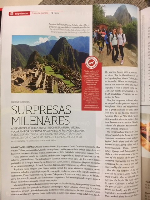 Minha viagem à Machu Picchu na revista de bordo